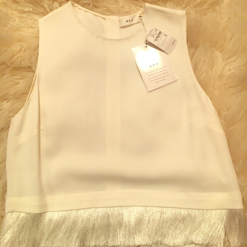 ALC white fringe top